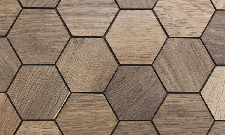 Hexagonal Wood Slat Design: Natural Texture + Geometric Contrast
