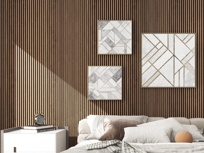 Wood Veneer PET Slat Acoustic Panel