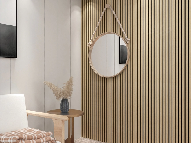 PVC Wood Veneer +PET Slat Acoustic Panel